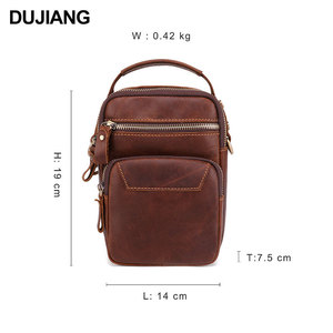 Dujiang Men's Crossbody <b>Bag</b> Genuine Leather Brown Casual Outdoor Chest <b>Bag</b> Durable Summer 2024 - Product Image 4