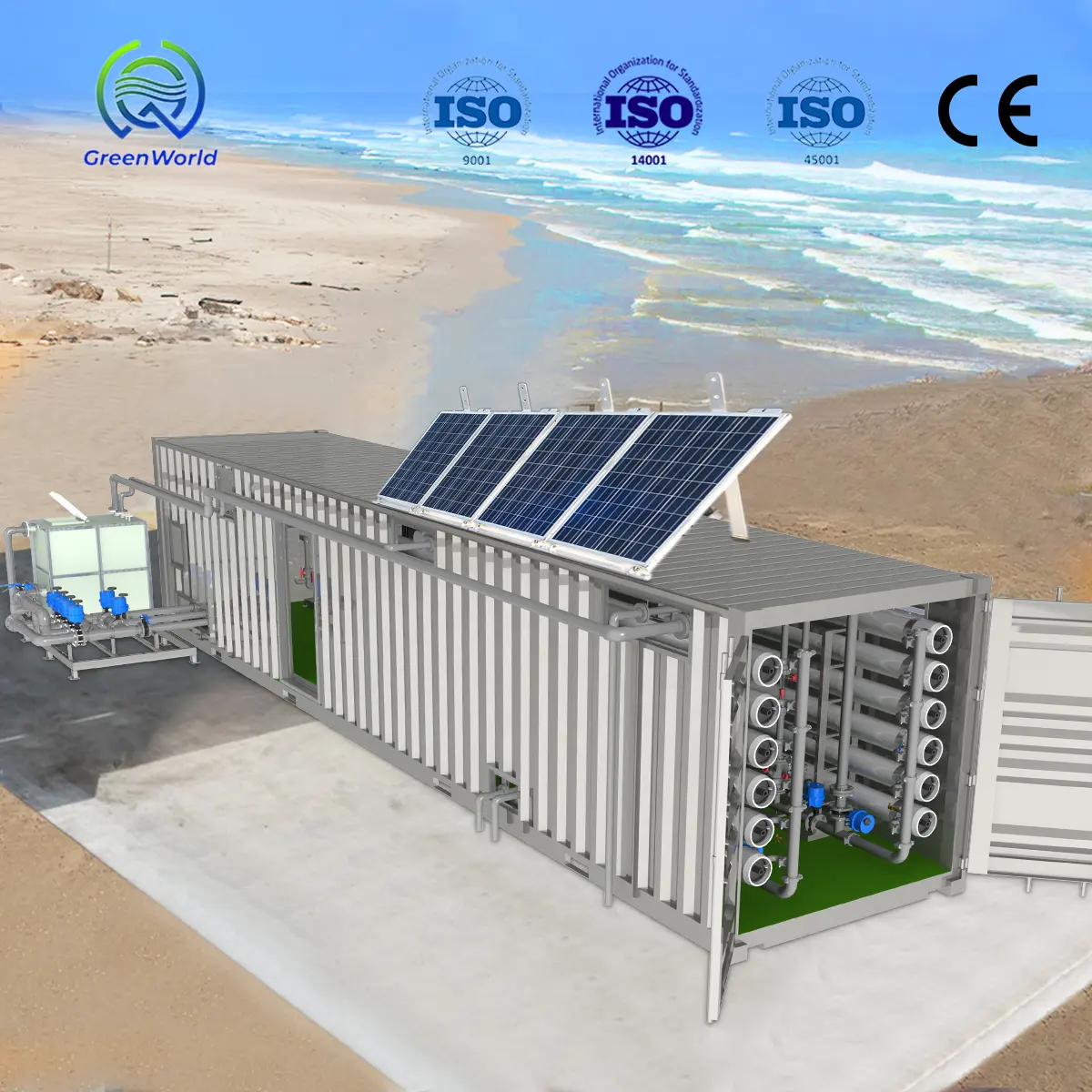 Sistema de Osmose Reversa Containerizada 1-20TPH, sistema de filtro de purificação de água pura, planta para alimentos e bebidas, sistema de filtro ro