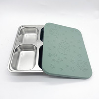 Assiette à dîner en acier inoxydable 304 écologique et non toxique avec 4 compartiments, compatible lave-vaisselle, design rectangulaire durable avec couvercle