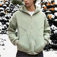 Sweat à capuche décontracté d'hiver pour homme, 100% coton épais, respirant, coupe oversize, avec logo personnalisé, fermeture éclair intégrale, design masque de ski, vierge, vente en gros