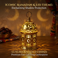 Lanterne de Ramadan en métal doré creux, à piles, avec LED, pour la décoration de l'Aïd Moubarak, mini lampe centrale lune et étoile, vente en gros