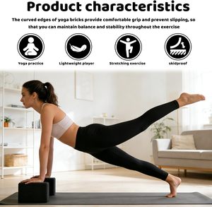 2PCS <b>Foam</b> EVA Yoga <b>Blocks</b> Lightweight Non Slip Supportive <b>Foam</b> Yoga Bricks Fitness Accessories for Yoga Pilates Stretching - Product Image 3