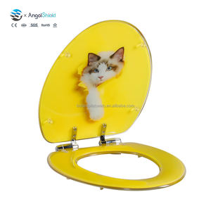 Acryl länglicher <span class=keywords><strong>Cat</strong></span> v-förmiger Toiletten sitz Universal-Toiletten deckel Soft Close Easy Clean für moderne Badezimmer für Haustiere und Familien - Product Image 1