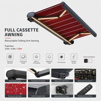Auvent rétractable motorisé électrique de luxe sur mesure OEM, bras pliants, cadre en aluminium, télécommande, protection UV, personnalisable