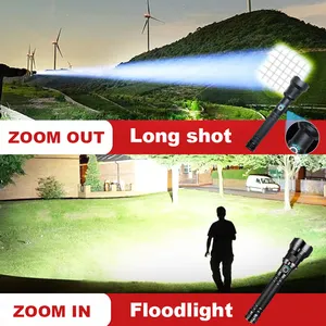 Bij Camping Tactische Zaklamp Met Usb Lange Afstand Krachtige Hoge Lumen 100000 Waterdichte Oplaadbare Led Fakkels Zaklamp