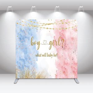 Sfondo Fotografico Personalizzabile per Rivelazione del Sesso del Bambino, Rosa e Blu, con Arco, Doppio Lato - Product Image 6