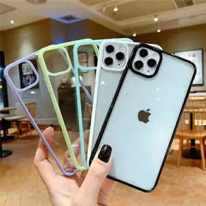 Shockproof Candy Clear Color Bumper Phone Case For iPhone 11 11Pro Max XR XS Max Transparent Acrylic Case Cover For iPhone X