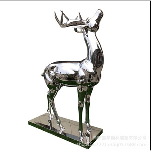 Escultura de Ciervo de Acero Inoxidable con Acabado de Espejo, Decoración de Figura Animal Hecha a Mano para Montar en el Suelo Exterior - Product Image 2