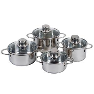 Juego de Ollas para Sopa y Caldos de Acero Inoxidable con Tapas de Vidrio en Tamaños Surtidos - Product Image 1