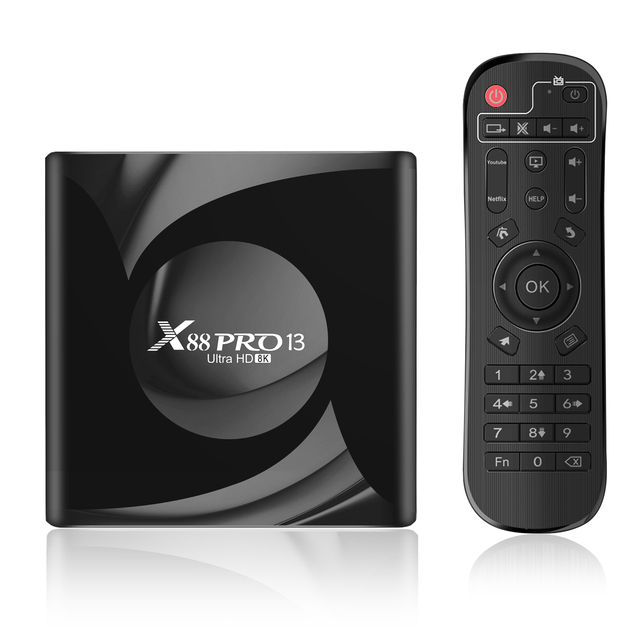 X88 Pro 13-Set Smart TV Box OTA Launcher BT 5.0 WIFI 6 5G/WIFI 4GB RAM 32GB ROM RK3528 Quad Core Processor 8K Android Processor