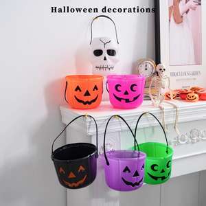 Cubo de plástico para dulces de Halloween con asa, decoración para fiestas de Halloween, suministros de Halloween - Product Image 2