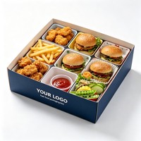 Boîte à emporter pour poulet frit, écologique, avec logo personnalisé, boîte à lunch rectangulaire pour la restauration rapide, emballage en papier avec fenêtre