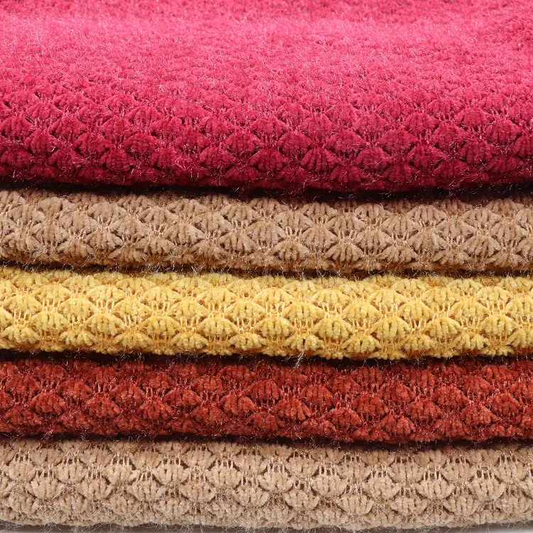 Shaoxing fábrica de malha elástica tecido chenille para suéter quente