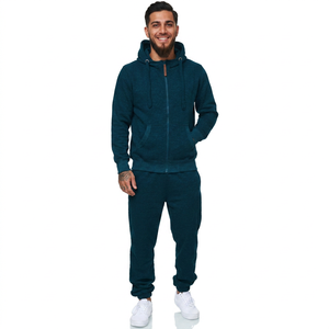 Survêtement en polaire polyester premium 380GSM pour homme, ensemble sweat-shirt à capuche et pantalon rouge uni, logo brodé, streetwear personnalisé, hiver - Product Image 1