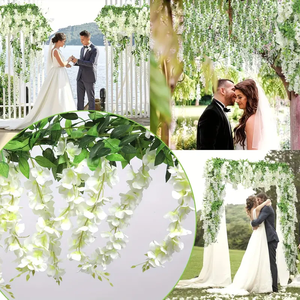 Guirnalda de Glicinia Artificial Realista, Flores de Seda, Enredaderas <span class=keywords><strong>Colgantes</strong></span> de 175 cm, Decoración para Hogar, Jardín, Bodas, Fiestas, Navidad, Interiores, Graduaciones - Product Image 3