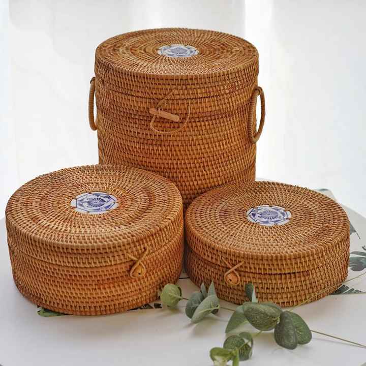 Scatola portaoggetti in vimini di varie dimensioni (15-25cm) 79