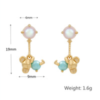 Nieuw Design Vrouwen Roze Zirkoon Oorbellen 18K Goud Trendy Sieraden Meisje Ster Maan Hart Beer Schattig Fruit Konijn Messing Oorbellen