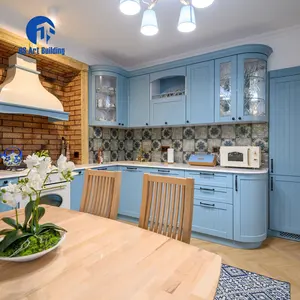 Дизайнерские американские современные роскошные полноразмерные наборы DS, темно-синие деревянные кухонные шкафы с шейкером и приборами