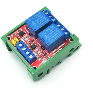 5V 12V 24V 2-Channel Relay Module Board DIN Rail Case High and Low Level Trigger with Opto Isolation No Install