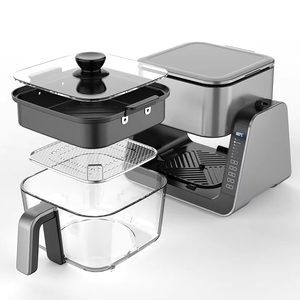 Friteuse à <span class=keywords><strong>air</strong></span> 2-en-1 Fenêtre visible à 360 ° Airfreyer Pot en verre trempé de qualité alimentaire Friteuse à <span class=keywords><strong>air</strong></span> multi-cuisson Grill BBQ No Painting - Product Image 1