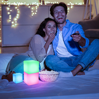 Lámpara LED Recargable en Forma de Cubo, 16 Colores Cambiantes, Control Remoto, Luz Ambiental, Decoración Interior y Exterior