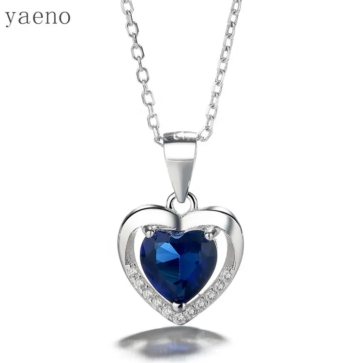 Alta calidad 925 de corazón de plata esterlina de plata personalizado collar de cristal colgante