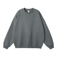 Sweat-shirt à col rond surdimensionné avec logo personnalisé, coton lourd 350 g/m², épaules tombantes, sweat-shirt uni