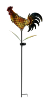 Lampe solaire étanche en métal en forme de coq avec globe en verre craquelé, LED, pour jardin, cour, allée extérieure