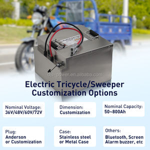 Nuovo OEM 60 v80ah LiFePO4 64V elettro-triciclo <span class=keywords><strong>3</strong></span> ruote veicolo elettrico E-scooter elettrico spazzatrice triciclo batteria agli ioni di litio - Product Image 4