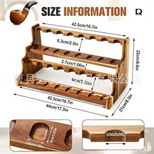 Estante de Almacenamiento para Pipas de Madera Maciza de Doble Capa, Soporte de Escritorio para Pipas de Fumar para Entusiastas - Product Image 5