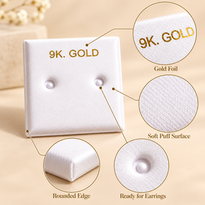 Kartu <span class=keywords><strong>Display</strong></span> Perhiasan Emas 9k 10k 14k 18k dengan Logo Foil Emas Custom, untuk Anting, Kalung, Gelang, dan Stud Puff Pads - Product Image 3