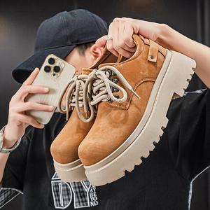 Retro Style Men's Genuine Leather Comfort Walking <b>Shoes</b> Thick Soled Toe Derby Waterproof Anti-Slippery <b>Height</b> <b>Increasing</b> Formal - Product Image 2