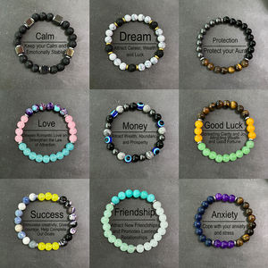9 pièces/ensemble de bracelets de perles de pierre magique, symbolisant le rêve, la paix, la richesse, l'amitié, la bonne chance, l'amour et la protection - Product Image 1