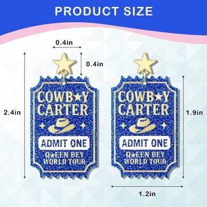 Pendientes de moda con dijes de esmalte de sombrero rosa, botas de vaquero y accesorios para la cabeza, joyería para mujer - Product Image 6