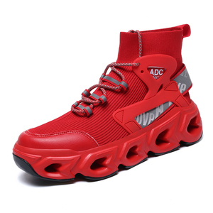 <strong>Men</strong> Lightweight High Top Sock <strong>Fit</strong> Running Shoes with Hollow Midsole Breathable Knit Upper Tpu Support and High Traction Outsole - Product Image 3