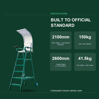 Chaise d'arbitre d'extérieur avec roues arrière pour terrain de tennis et terrain de badminton, en alliage d'aluminium, revêtement poudré vert