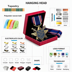 Medaglia a Stella Personalizzata di Alta Qualità, Distintivo Commemorativo 3D in Metallo con Corona, per Premi e Collezioni - Product Image 4