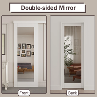 Porte coulissante miroir Wekis en verre pré-assemblée avec kit de quincaillerie complet, plusieurs options de taille pour placard et armoire (vente en gros)