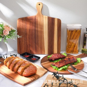 Wooden Deli Board With Handle Rectangle Acacia Cutting Board For <b>Kitchen</b> Party Steak Plate - Product Image 1