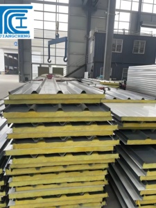 Tấm <span class=keywords><strong>panel</strong></span> tường ngăn cách cách nhiệt 50mm, chống cháy, làm bằng bông đá, mặt ngoài bằng thép mạ màu do nhà sản xuất cung cấp - Product Image 2