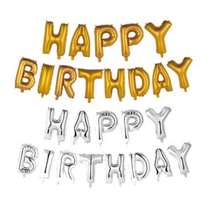 Decoración de Fiesta, Globo de Helio Metálico Dorado de 16 Pulgadas, Globo de Aluminio con la Frase '<span class=keywords><strong>Feliz</strong></span> Cumpleaños', Juego de Globos - Product Image 1