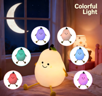 Idée cadeau d'anniversaire pour enfants - Meilleur rapport qualité-prix - Matériel souple et sans BPA - Lampe de nuit en silicone pour bébé à LED à 7 couleurs changeantes avec commande tactile