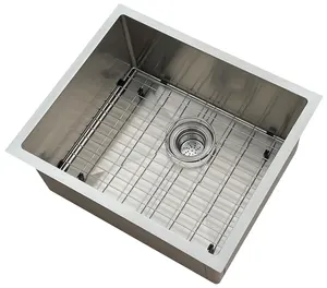 أحواض مغسلة يمكن إدخالها لغرفة الغسيل أحواض مربعة عميقة من الفولاذ المقاوم للصدأ مع وعاء فردي من الفولاذ المقاوم للصدأ تُركب أعلى الحوض