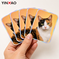 Autocollants holographiques personnalisés en points de cristal pour boîte d'expédition pour animaux de compagnie et lit pour chat, autocollants découpés sur mesure pour portrait d'animal personnalisé