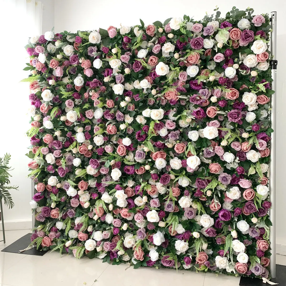 J-083 Customized roll up hanging artificial roses flower background wall for wedding birthday party events decoration