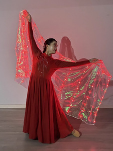 Nuovo velo luminoso a tinta unita per adulti |   Ali per Danza del Ventre/Danza Orientale Flamenco, Accessorio per Costumi e Abbigliamento da Spettacolo - Product Image 5