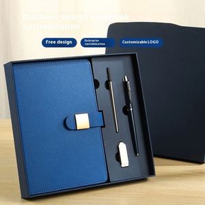 High Quality Leather <b>A3</b> Enterprise Organizer/Planner Gift <b>Box</b> Custom High-Value Buckle Notepad Hardcover Style Thread Sewing - Product Image 2
