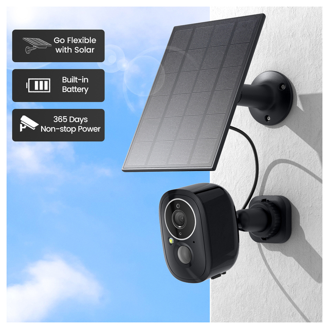 2K Full HD 4MP Security WiFi Solar Camera Waterproof Remote Control 25fps Recording NVR Memory Card Cloud CMOS Imaging 166