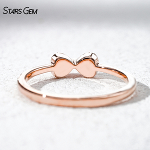 แหวนเพชรรูปหัวใจสีชมพูโรสโกลด์ Starsgem ประดับเพชรรอบด้าน สไตล์โบว์น่ารักสำหรับผู้หญิง - Product Image 5