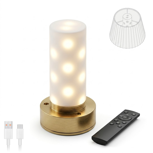 Retro Wedding Lampshade Light Core with Remote Creative Touch Rechargeable Portable Cordless Luxury Vintage Table Lamp LED Bulb